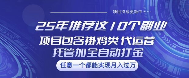 25年推荐这10个副业项目包含褂鸡类、代运营托管类、全自动打金类【揭秘】羊毛-地址-薅羊毛-搜索-券-活动-领-微信-安卓-APP-解锁VIP-破解-地址-网络资源-教程-软件-源码-PHP-网站-教程-H5-地址-插件-模板-主题-电脑-软件-破解-地址-教程-网络资源-游戏-系统北海资源社_www.ssvt.top