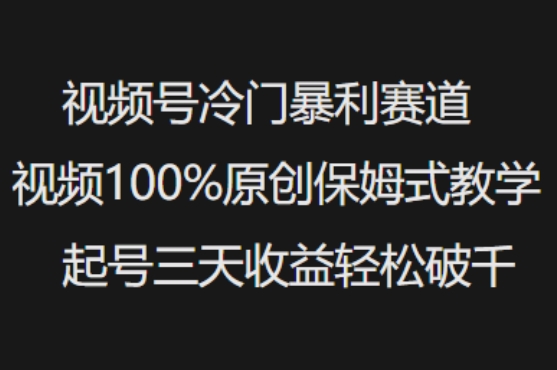 视频号冷门暴利赛道视频100%原创保姆式教学起号三天收益轻松破千羊毛-地址-薅羊毛-搜索-券-活动-领-微信-安卓-APP-解锁VIP-破解-地址-网络资源-教程-软件-源码-PHP-网站-教程-H5-地址-插件-模板-主题-电脑-软件-破解-地址-教程-网络资源-游戏-系统北海资源社_www.ssvt.top